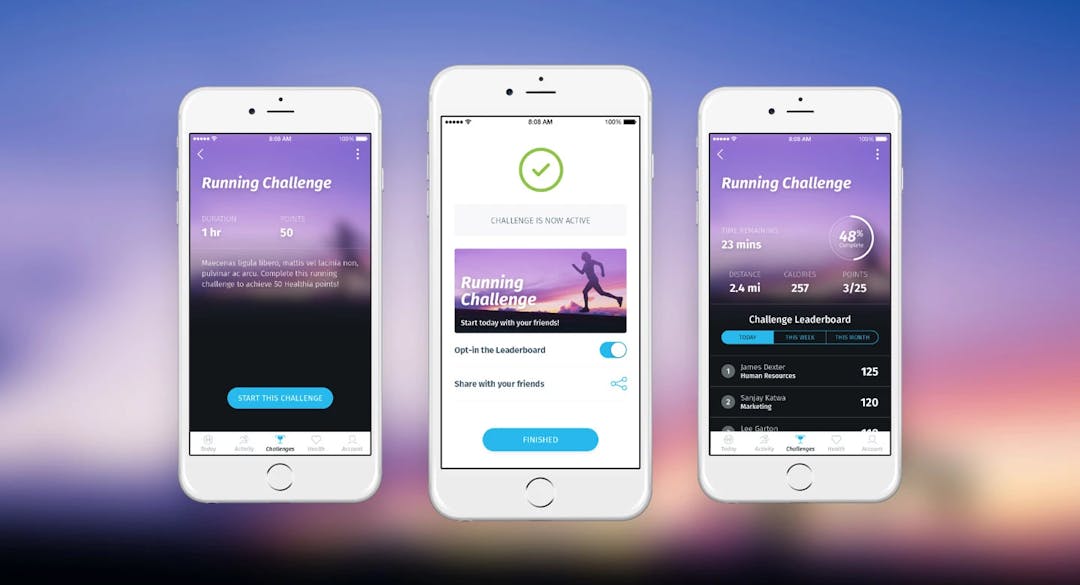 Three screens from Healthia app