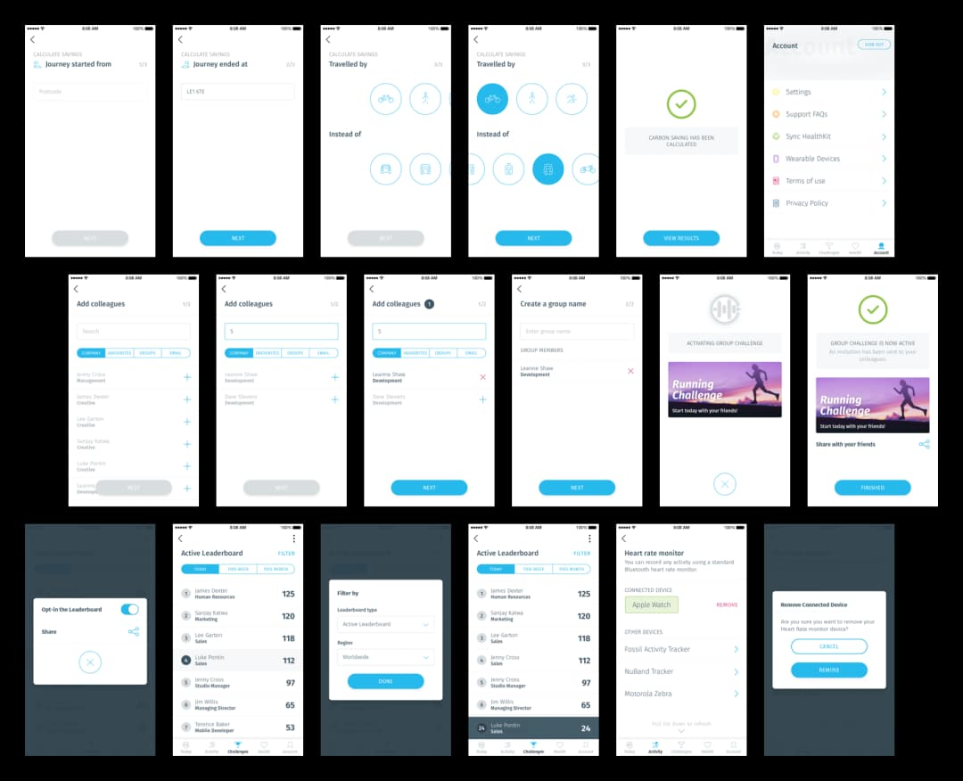 App screen showing the the user interface design for Healthia